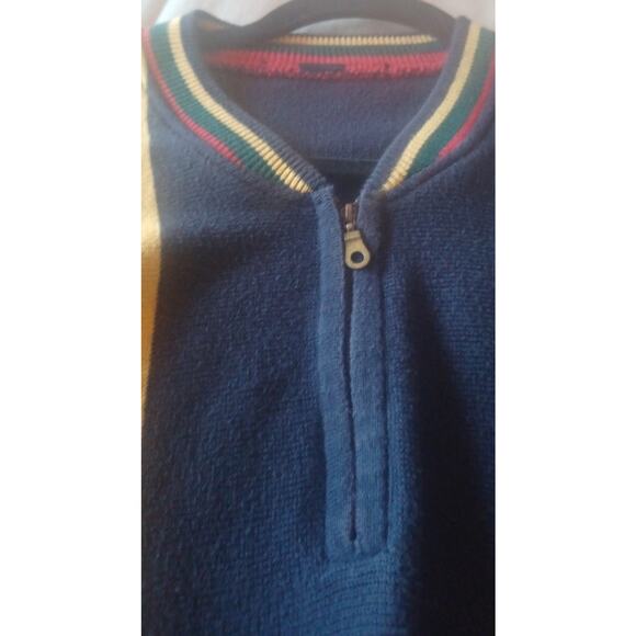 VTG 1990s Style Color block Men's 1/4 Zip Sweater Navy Red Yellow Green XL Y2K - Picture 5 of 5